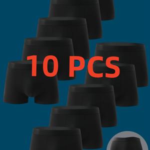 TEMU 10개입 남성용 통기성 플랫 브리프 - 미드 라이즈, 편안한 착용감, 스판덱스 혼방, 데일리룩에 적합