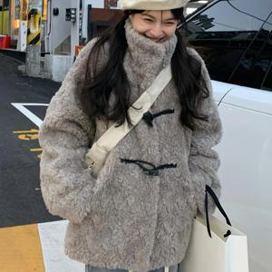 TEMU 하이넥 토글 단추 미디 자켓 여성 겨울 신상 보온성 높은 페이크 퍼 코트 루즈핏 데일리 오피스 캐주얼 아우터