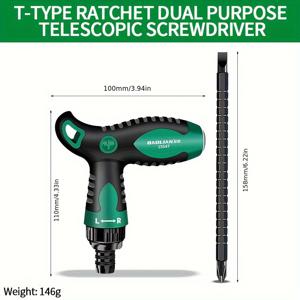 다용도 T-핸들 래칫 스크류드라이버 - 이중 목적, 강력한 자석 헤드로 쉬운 그립, 가정 수리 및 DIY 프로젝트에 이상적