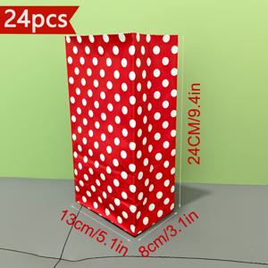 TEMU 그녀/그를 위한 선물용 무당벌레 테마 폴카 도트 크라프트지 선물 가방 24개 세트, 생일, 결혼식, 아기 세례식 파티 용품에 적합 - 빨간색 배경과 흰색 폴카 도트 내구성 있는 종이 선물 가방 크기 5.1 * 3.1 * 9.4인치
