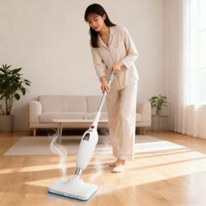 TEMU [KC 인증 제품] [국내발송] 15초 초고속 스팀 밀대 스팀 밀대 400ml 가시성 대용량 물통 1300W 파워 스팀 밀대 홀더 회전식 밀대 헤드로 사각지대 없이 깨끗하게