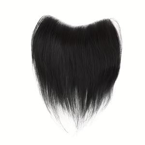 리얼리스틱 남성용 프론탈 헤어라인, 얇은 PU 가발 프론트 헤어피스, 블랙 6인치 인간 머리카락, 일상 사용에 적합