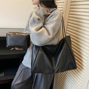 TEMU 여성용 출퇴근 토트백 세트, 대용량 숄더백 2개 및 파우치, 업무 및 데일리 가방