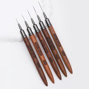 TEMU 5개/세트 나무 손잡이 네일 라이너 브러시, 긴 선과 섬세한 디테일을 위한 네일 드로잉 펜 세트, 금속 커버가 있는 네일 아트 스트라이핑 테이프 라인 브러시