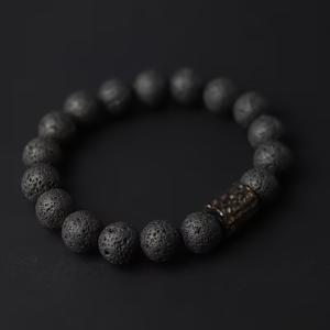 TEMU 10mm/0.39인치 블랙 천연석 비즈 팔찌 1개 | 참 스트레치 나무 구슬 뱅글, 펑크 다크 디자인, 남성용 핸드메이드 주얼리, 데일리 착용에 적합, 아버지의 날, 데이, 크리스마스에 적합