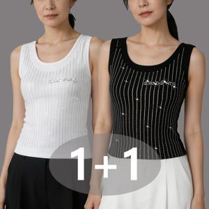 TEMU 여성용 여름 데일리 패션 스팽글 포인트 나시 골지 민소매 상의 슬림핏 스판 라운드 티셔츠 나시 상의 슬림소녀 SLIM GIRL