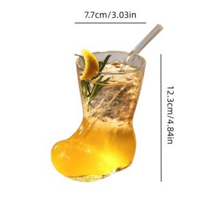 TEMU 2개 세트: 컵 1개 + 빨대 1개, 투명 강화 부츠형 컵, 고붕황산 붕규산 유리 심플 단일층 음료컵, 대용량 차가운 음료용 컵, 탄산수 잔. 칵테일, 위스키, 주스, 레몬차 및 기타 음료에 적합