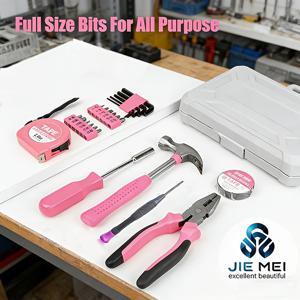 23pcs 고품질 스타일리시 핑크 홈 공구 세트, 정밀 드라이버, 줄자, 망치, 펜치 등 포함, 일상 수리, 조립, DIY 프로젝트에 적합, 정리된 공구 보관을 위한 튼튼한 케이스 포함, 이사, 결혼, 독립 생활 선물로 이상적