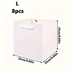 TEMU 8개 사각 화이트 선물 가방, 꽃다발 토트백, 꽃 선물 꽃다발 인형 포장 선물 가방, 파티 답례품 용품, 크리스마스 설날 봄 축제 발렌타인데이 꽃 선물 포장 및 보관 용품