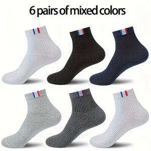 TEMU 남성용 미드 크루 스포츠 양말 6켤레 - 매우 편안하고, 땀 흡수, 통기성, 수분 흡수, 아치 지지, 쿠션, 방취 - 농구 트레이닝, 러닝, 야외 활동, 피트니스 및 캐주얼 의상에 이상적
