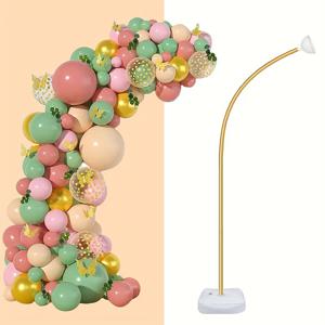 TEMU 풍선 아치 스탠드 키트, 5/8.2ft 자유롭게 휘어지는 소프트 풍선 꽃 배경 스탠드 세트, 물받이 베이스 포함, 생일 파티 장식 샤워 웨딩 졸업식 풍선 장식용