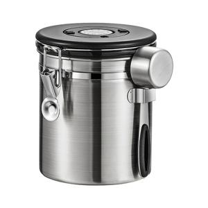 TEMU 1.5L 다기능 보관 탱크, 스테인리스 커피콩 밀봉 탱크, 오래 지속되는 신선도 보존 스푼 포함 보관 탱크