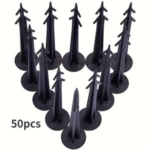 50개 4.5인치 검정색 플라스틱 정원 스테이크 - 잡초 방지용 튼튼한 랜드스케이프 스테이플, 정원 및 잔디 관리용 안전한 잡초 매트 핀