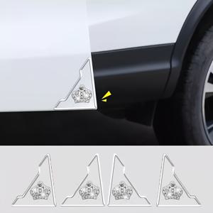 4pcs Set Bling Crown Car Door Edge Guard -Collision , Shiny Rhinestone Car Door Sill Protectors, Triangular Door Edge Guards, Scratch-Resistant Opening , Unisex
