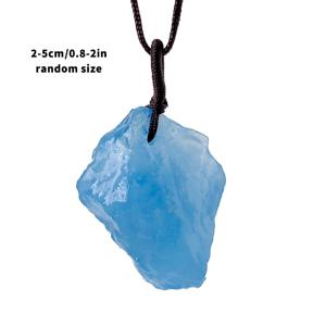 TEMU 천연 아쿠아마린 원석 펜던트 핸드메이드 스웨터 목걸이 장식 액세서리