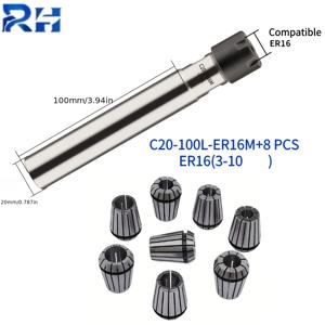 TEMU 고정밀 ER16 연장봉, C10 C12 C16 C20 C25 척 콜렛 홀더 세트 - 8/10 ER16 스프링 콜렛 포함, CNC 연장봉, 고효율 밀링 공구, ER16 콜렛과 호환, 다양한 깊은 충곡면 가공 및 정밀 가공에 적합, 미니 밀링기, 조각기, DIY 애호가 및 CNC 작업자에게 이상적