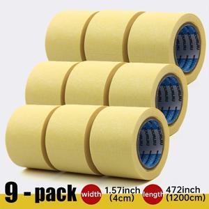 TEMU [9롤 대용량 팩 / 4cm 폭] 4cm 초광각 9롤 팩 노란색 마스킹 테이프 대용량 장식 페인트 스프레이 보호 테이프 차량 미용 마스킹 테이프 잔여 접착물 없음 효율적인 마스킹 특수 페인트 보호 마스킹 테이프 투명한 모서리 Hig