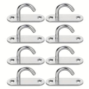 TEMU 8개입 고강도 천장 후크 - 5.99 Cm 패드 아이 플레이트 U 후크, 해양 하드웨어 스테이플 루프 나사 마운트, J M6 패드 아이가 있는 M6 타원형 오픈 후크