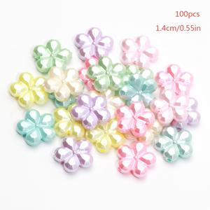 TEMU 100개 14mm 진주광면 다면체 꽃색 5엽 꽃 아크릴 비즈, 핸드메이드 주얼리 및 패션 여성 휴대폰 체인, 주얼리 제작 재료 비즈, 반짝이는 비즈, 창의적인 비즈 장식