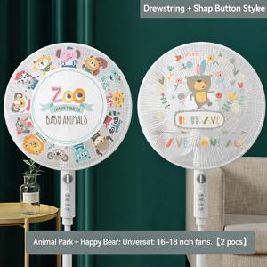 TEMU 2개 세트/1개 랜덤 색상 만화 선풍기 안전 커버, 조절식 신축성 메쉬 선풍기 커버, 남녀공용 16-18인치 선풍기 보호대, 방풍 디자인