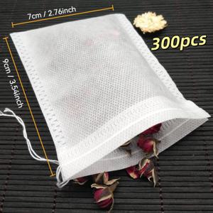 TEMU 300개입 7cm x 9cm 부직포, 일회용 티백, 전통 중의학 봉투, 뚜껑, 커피 필터 봉투, 티백