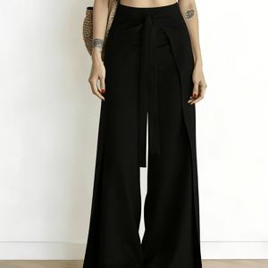 TEMU 여성용 투피스 바지 - 허리 주름 밴드 디자인, 앞뒤로 리본으로 묶을 수 있습니다. 독특한 디자인으로 데일리 출퇴근에 적합하며, 우아하고 패셔너블하며 캐주얼하고 다재다능하며 야외 활동에 적합하며 일본 스타일과 한국 스타일로도 연출할 수 있습니다.