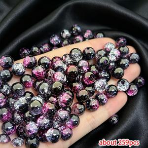TEMU 259개 6mm 블랙 퍼플 무지개 아크릴 버스트 플라워 비즈 - 크랙 비즈 - 고대 현대 장식 비즈 목걸이- 팔찌- 귀걸이- 신발 가방 펜던트 - 엄마- 친구 할로윈 크리스마스 완벽한 선물