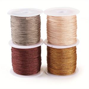 TEMU 4롤 4색 라운드 메탈릭 코드, 주얼리 만들기용, 혼합 색상, 0.8mm, 약 27.34야드(25m)/롤, 1롤/색상, 비딩 코드&실, 비딩 용품, 비딩 실, 주얼리 만들기 용품, 생동감 있는 공예 용품, 메탈릭 마감, 내구성 있는 공예 재료, 주얼리 메이커용
