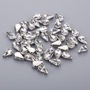 TEMU 100개 멀티 사이즈 박음질용 유리 투명 은색 프롱백 라인석, DIY 웨딩드레스, 가운, 헤드피스 눈물방울 비즈용. 눈물방울 모양 광택 유리 수제 박음질용 이중 구멍 라인석, 수제 의류, 신발, 가방용. 은색 프롱백 라인석, 수제 가운, 웨딩화, 헤드피스 액세서리용. 의류 액세서리. DIY 공예 키트
