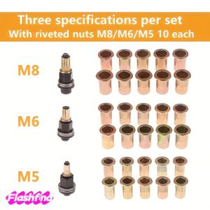 TEMU 33개 팝 리벳 너트 공구 세트 (M5, M6, M8), 얇은 금속 판지용 수동 및 간편 전동 팝 리벳 건, 3가지 크기 포함, 동일한 크기의 리벳 너트 10개 포함, 자동차 및 산업 장비에 적합