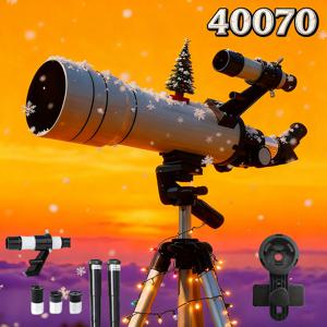 TEMU 새로운 350배 확대 깊은 우주 굴절 망원경 400 초점 거리 70MM 대형 대물 고품질 굴절, 삼각대 포함 성인 별 관측 HD 야외 캠핑 별 관측 천문 애호가 선물