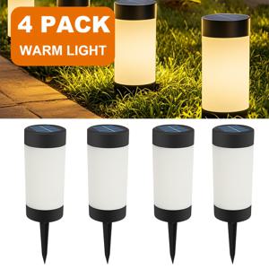 TEMU 태양광 LED 잔디등 2개/4개 세트, 야외 정원 및 길 조명용, 지면 플러그 디자인, 원통형 지면 플러그 램프, 화이트/부드러운 조명, 안뜰, 잔디밭, 정원 장식, 빌라, 데크, 진입로, 길, 크리스마스에 적합