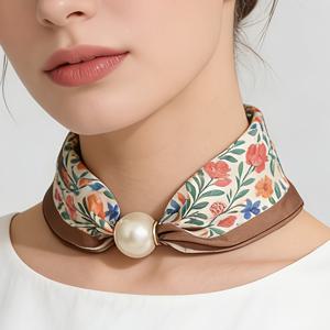 TEMU 빈티지 유럽 스타일 숏 스카프 - 부드러운 멀티컬러, 캐주얼 및 정장용, 따뜻하고 통기성 좋은 레트로 프린트 숄, 신축성 없음, 외출, 사무실, 파티용