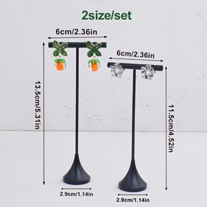 2pcs 우아한 알루미늄 합금 귀걸이 디스플레이 스탠드, 블랙 T-형 스터드 귀걸이 홀더 세트, 전시 및 사진 촬영용 프로프, 금속 보석 디스플레이 랙 세트.
