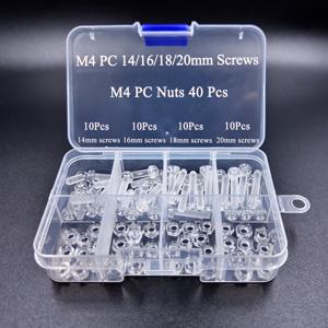 TEMU 80개 M4*6/8/10/12mm PC 투명 플라스틱 십자 홈 라운드 헤드 나사 및 육각 너트, 내식성, DIY·모델링·전자제품 고정용