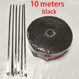TEMU 머플러 열 단열재 - 총 길이 10미터 - 너비 5cm - 금속 머플러 파이프 전용 - 단열 테이프 - 절연 테이프 - 랩핑 테이프 - 100종 이상의 자동차에 적합. 금속 머플러 파이프 및 다양한 종류의 파이프용 열 단열 및 절연 랩핑 - 우수한 방음 및 소음 감소를 위한 유리섬유 제작 - 단열 랩핑 테이프 + 스테인리스 스틸 케이블 타이 6개