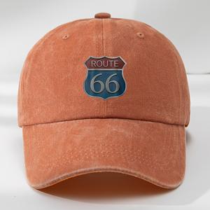 ROUTE 66 프린트 야구 모자 아웃도어 스포츠 캐주얼 흡습성 덕빌 모자 클래식 워싱 빈티지 캡
