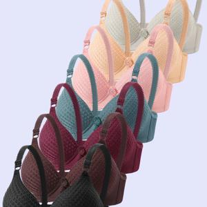 TEMU 7피스 와이어프리 여성 속옷 세트, 사이드 서포트, 리프트 컵, 가더링 디자인, 편안한 안티 슬래징 데일리 브라