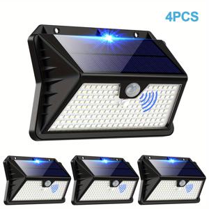 TEMU 185LED 모션 센서 야외 태양광 조명, IP65, 3가지 모드 야외 태양광 벽등, 벽 조명, 정원, 파티오, 차고, 현관문, 크리스마스 선물, 할로윈 선물, 아버지의 날 선물, 보안 조명용