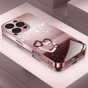 TEMU 휴대폰 케이스 - 하트 패턴 로즈 골드/전기 도금 핑크 아이폰 17/17 Pro/17 Air/17 Pro Max/16/16 Pro/16 Plus/16 Pro Max/ Pro/15 Pro Max/14/14 Pro/14 PLUS/14 Pro Max/13/13 Pro/13 Pro Max/13 Mini/12/11 휴대폰 케이스 커버