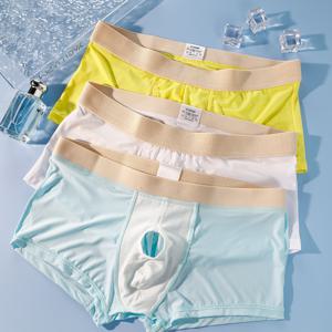 TEMU 3개 세트, 남성용 드로즈, 단색, 통기성, 편안함, 아이스 섬유 원단, 쿨, 패셔너블, 캐주얼, 스포츠, 남성용 드로즈 팬티, 러닝, 피트니스 속옷, 홈 드로즈