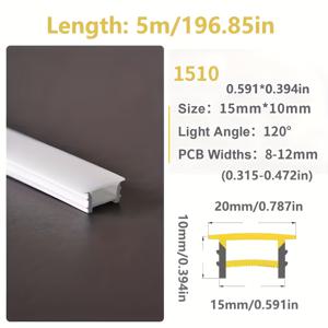 TEMU 5 미터/16.4피트 & 10 미터/32.8피트 실리콘 트랙, 매립형 설치, 6-8mm LED 스트립 호환, 유선 연결 불필요, 실리콘 트랙 앰비언트 조명, 홈 조명, 디자인, 매끄러운 통합, 내구성 있는 커버, 실리콘 디퓨저, 디퓨저 패널, 인테리어 & 홈 데코레이터용