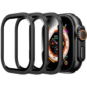 TEMU 3개 패션 시계 액정 보호 필름, 9H 강화 유리 + 티타늄 합금 프레임, [원본 유지] [터치 감지], Apple Watch Ultra Ultra3 49mm 호환, 3가지 색상: 실버, 오렌지, 블랙, HD 투명, 고품질 유리 보호