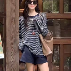 TEMU 미드 레인지 자외선 차단 블라우스 여성용 여름 신제품 캐주얼 레이지 스타일 탑 라이트 롱 슬리브 루즈 티셔츠 여성용