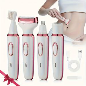 TEMU 업그레이드된 4-in-1 여성용 전동 제모기 1개, 다기능 제모기, 비키니 트리머, USB 충전식. 다리, 팔, 겨드랑이, 전신, 비키니 라인에 적합. 여자친구와 아내를 위한 완벽한 선물, 크리스마스 또는 할로윈을 위한 섬세한 휴일 선물로 이상적