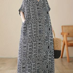 플러스 사이즈 - 비스코스 맥시 드레스, 플러스 사이즈 프린트