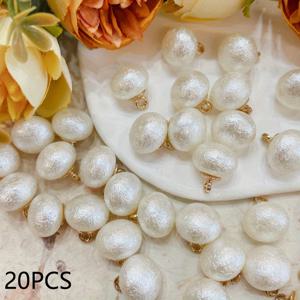 TEMU 20개입 10mm 고급 패션 메탈 꽃 홀더 화이트 모조 조개껍데기 진주 버클 무광 텍스처 창산 판코 탕복 서트 조끼 단추 가디건 중국 스타일 셔츠 단추