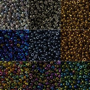 3.15Oz, 10800개, 2mm/0.0787인치, 9가지 메탈릭 컬러 쌀알 비즈, 균일하고 변색 없음, 유리 재질, 주얼리 제작, 자수, S, 목걸이, 반지 및 귀걸이 제작 재료