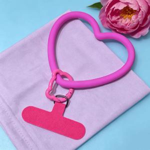 TEMU 하트 모양 휴대폰 손목 스트랩 1개, 분실 방지 스프링 버클 및 접착식 케이스 클립 커넥터 포함, 낙하 방지 핸즈프리 랜야드, 스마트폰 및 태블릿용, 야외 여행, 헬스장, 쇼핑용, 휴대폰 홀더 액세서리