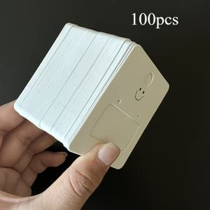 TEMU 100개/세트 해피 페이스 귀걸이 디스플레이 카드, 무광, 영어 텍스트, 고급 후크 디자인, 종이 재질, 주얼리 디스플레이 캐비닛 카드 세트